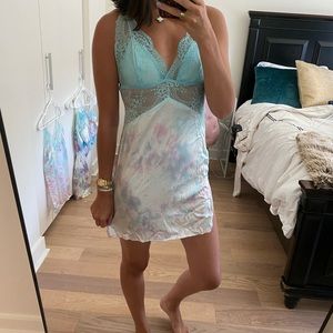 Tie dye silk and lace night gown